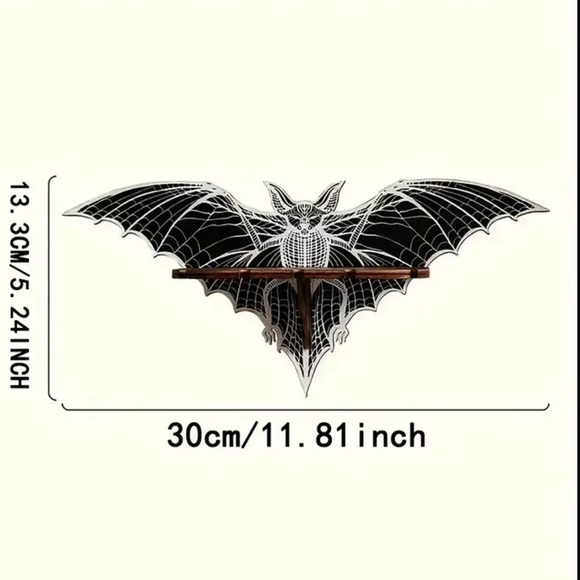 NWT Cyber Goth Mini Bat Shelf Crystal Holder Corner Wall Hang - Picture 5 of 5